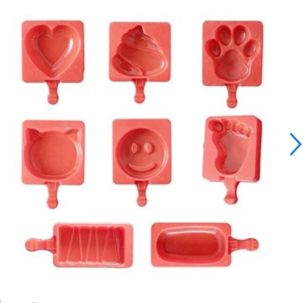 New 8pc silicone ice cream or jello mold with wooden sticks
